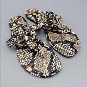 Tory Burch Logo Snakeskin Sandals